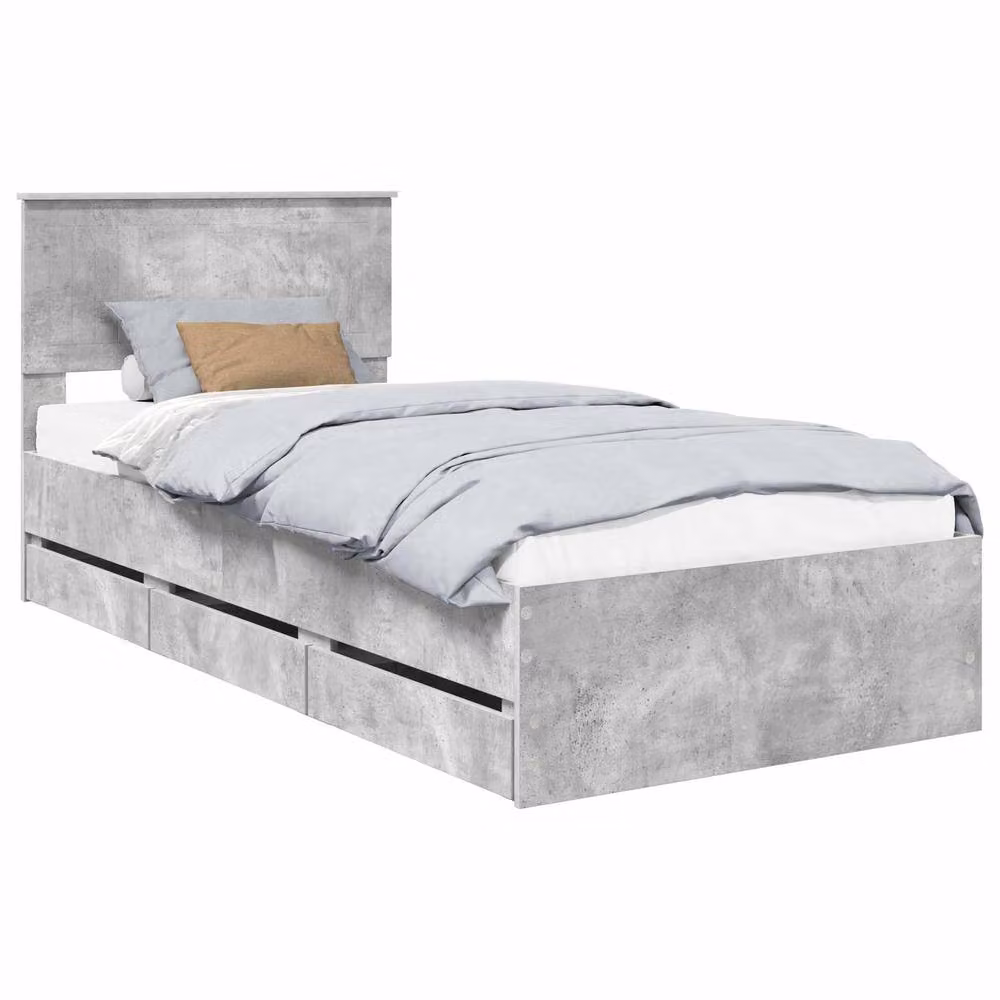 Berkfield Home Modern Bed Frame with Drawers in Concrete Grey, Engineered Wood, W/D/H: 90 x 200 cm – 2