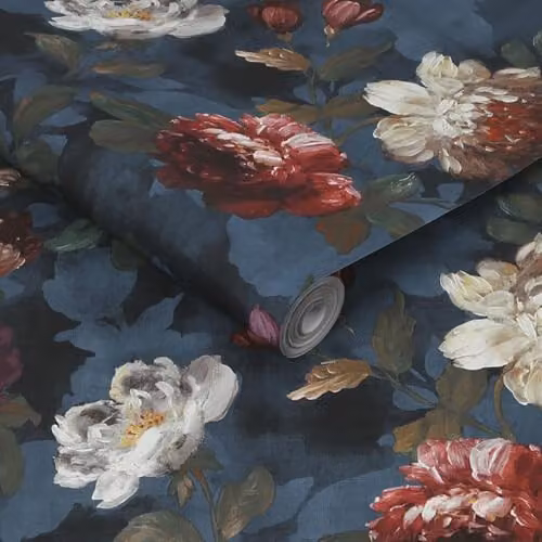 Graham & Brown Isabelle Navy Blue Floral Botanical Vintage Wallpaper Roll – 3