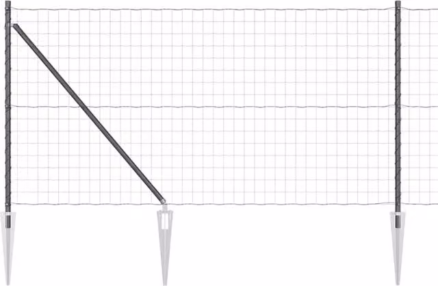 Berkfield Home Euro Fence in Grey Galvanised Steel with 13 Spike Posts, 1 x 25 m