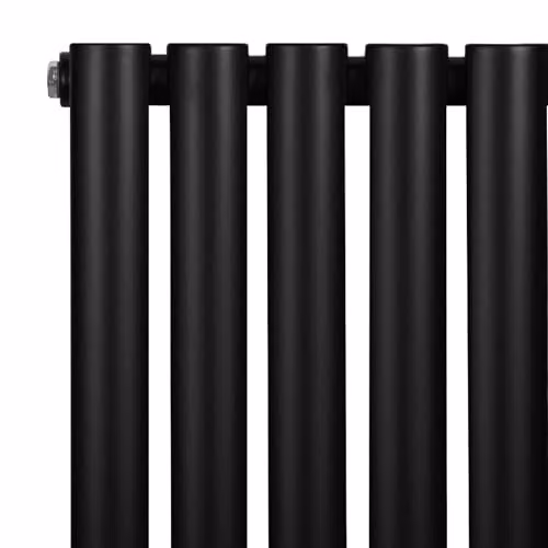 Monster Shop Oval Single Column Radiator in Matt Black Carbon Steel with Chrome Thermostatic Radiator Valve Set, W/H: 60 x 60 cm – 2