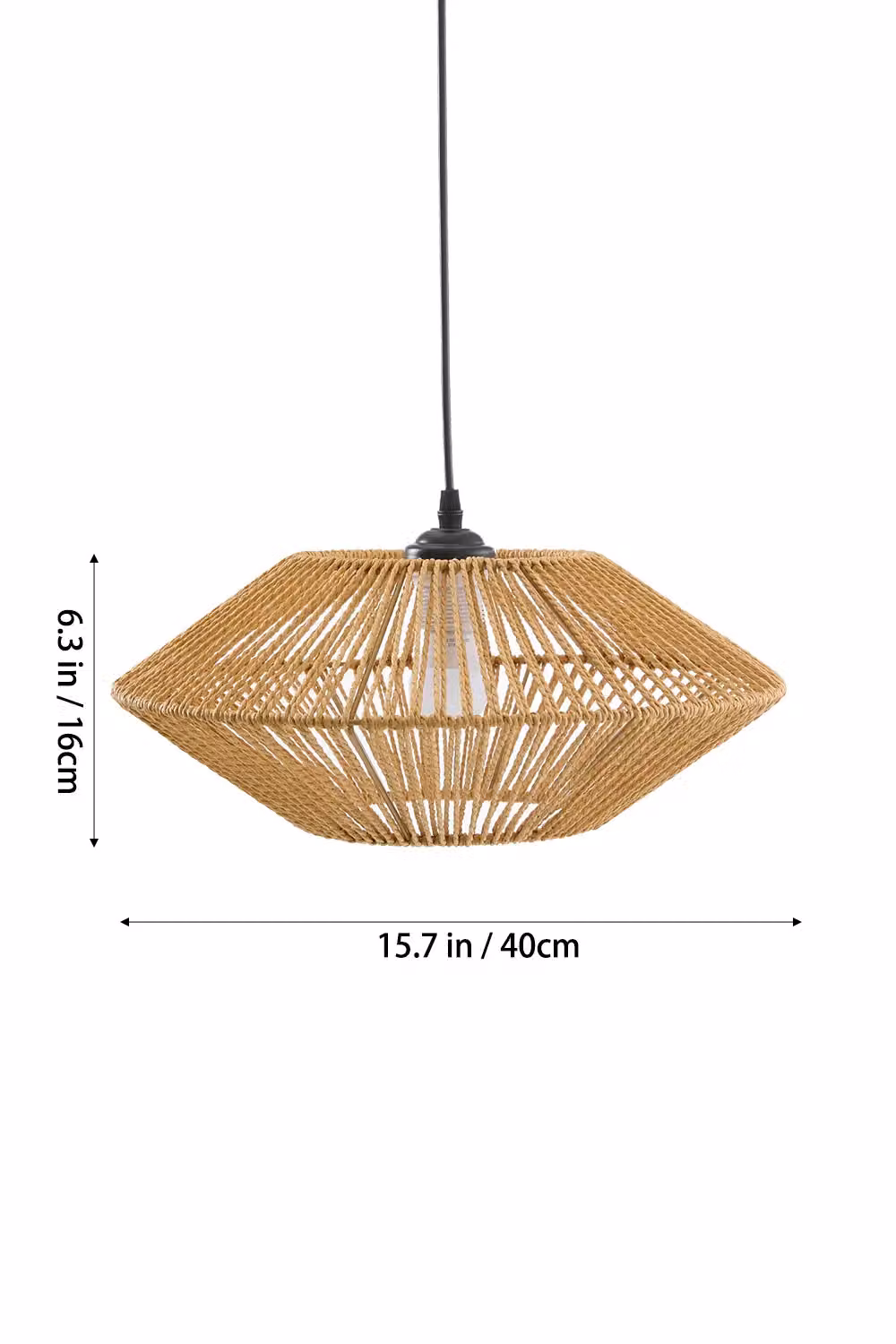 Living and Home Vintage E27 Hemp Rope Pendant Light in Brown – 3