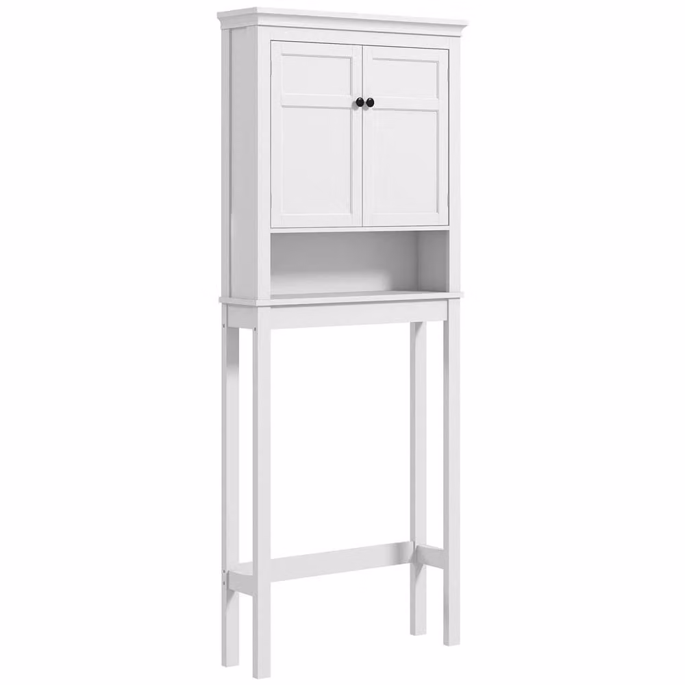 Wyld Haus Nivele White Over Toilet and Appliance Storage Cabinet with Hinged Doors and Internal Shelves H 175 x W 70 x D 20 cm – 2