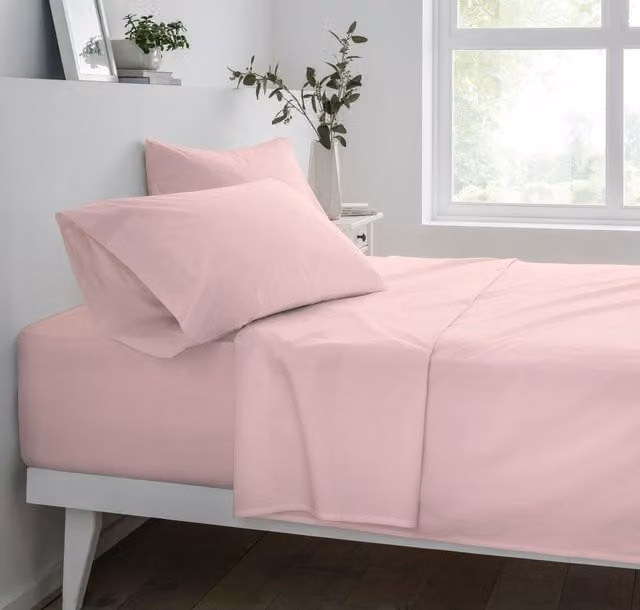 Smart Living Pink Polycotton Super King Fitted Bedsheet, Non-Iron – 1