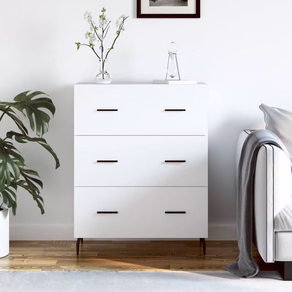 Berkfield Home Modern White Sideboard in Matt MDF and Metal, W/D/H: 69.5 x 34 x 90 cm – 2