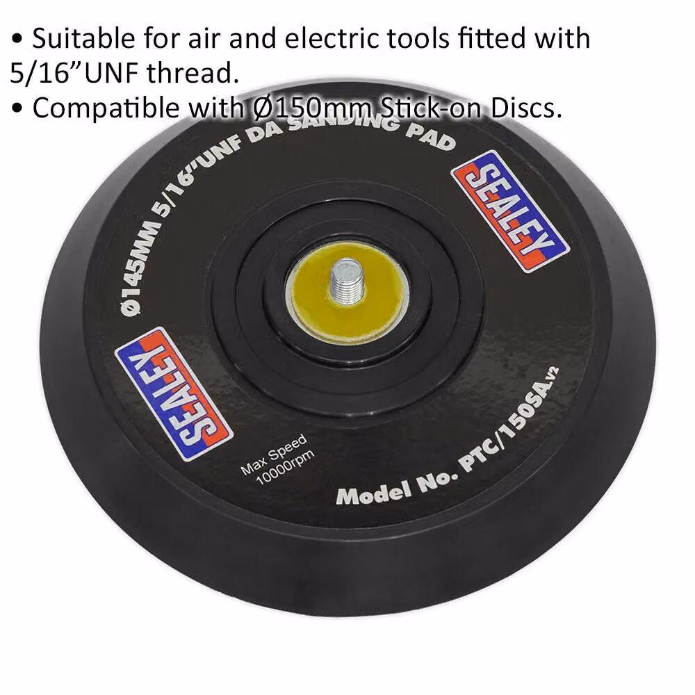 Loops 145mm DA Backing Pad for Stick-On Discs with 5/16 Inch UNF Thread in Black and Multicolour – 2