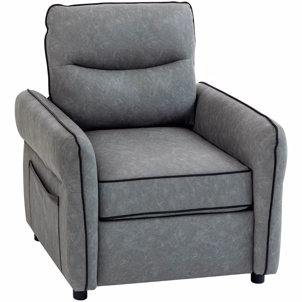 ERGOVEXA Grey Accent Tub Chair with Armrests and Synthetic Leather Upholstery – 2