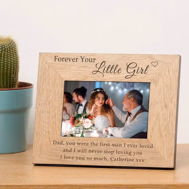 Uniqueful Personalised Forever Your Little Wood Picture Frame, Brown, W/H: 17.78 x 12.7 cm