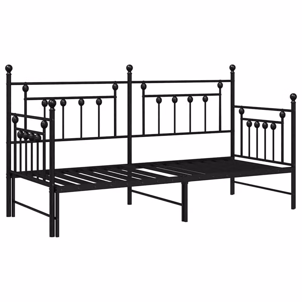 Berkfield Home Modern Daybed Frame with Trundle in Black Metal, W/D/H: 80 x 200 cm – 3