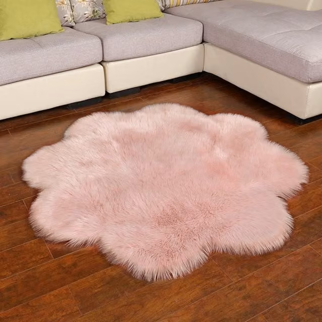 Lifeideas Pink Floral Blossom Polyester Shaggy Area Rug