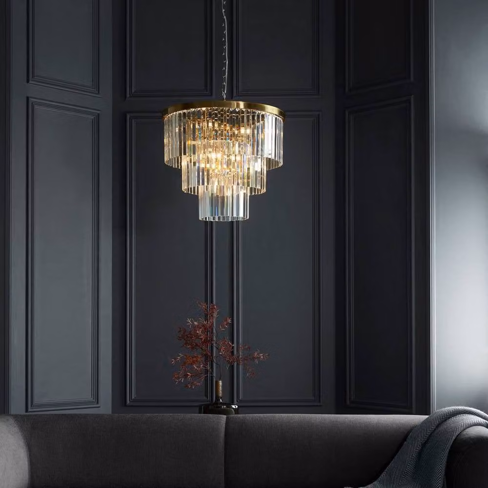 Netlighting Conaston Gold and Transparent Cut Glass Pendant Light with 7x E14 Sockets – 2