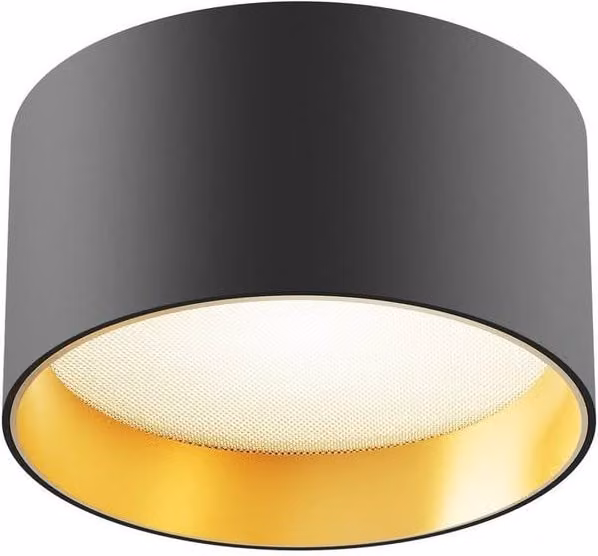 Netlighting Vega Surface Mounted LED Downlight in Black and Gold/Brass, 3000K Warm White, 890lm