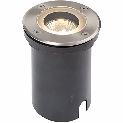 Loops Marine Grade Round Recessed Ground Light in Silver Stainless Steel with Transparent Glass, IP65 Rated, GU10 Bulb Replaceable – 2