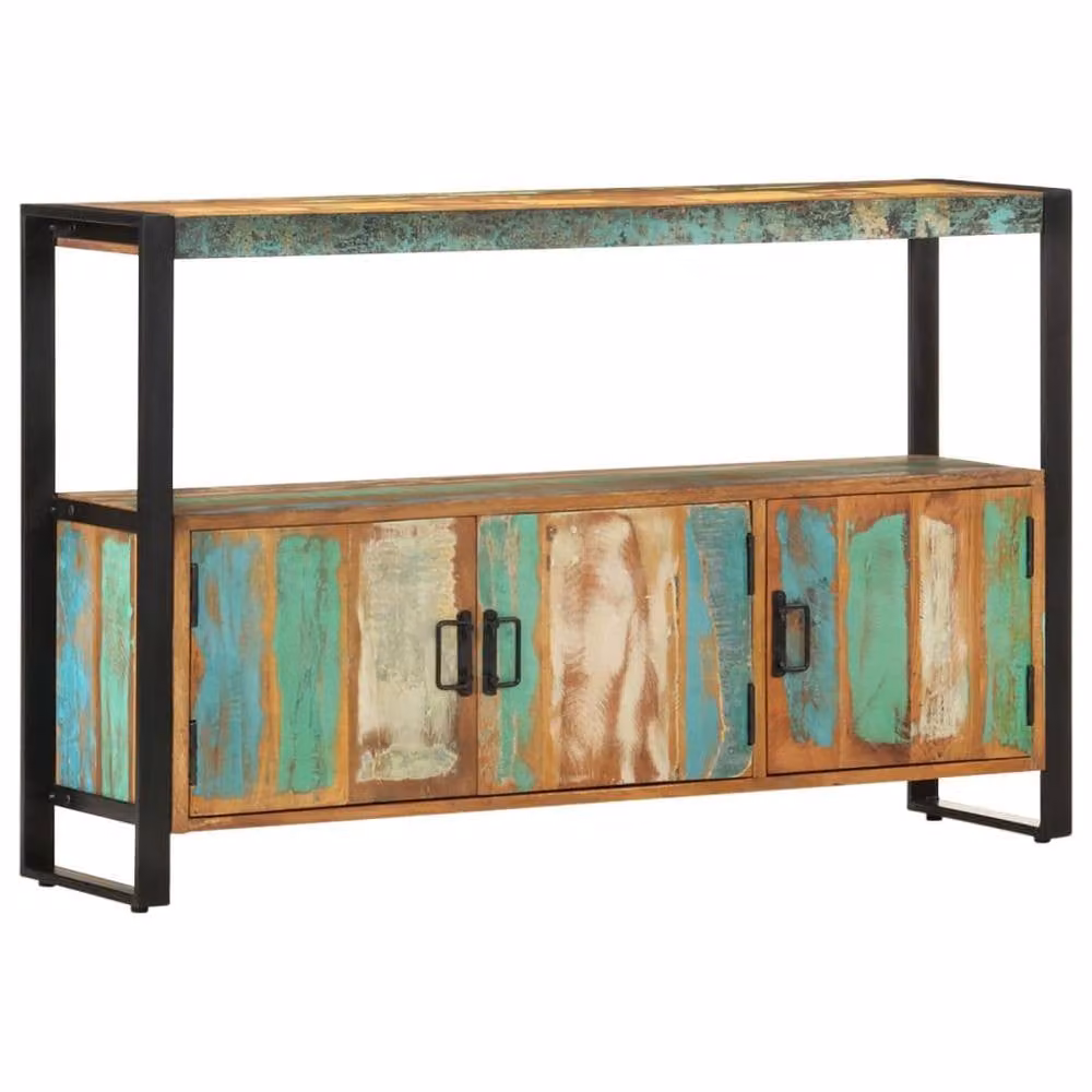Berkfield Home Industrial Sideboard in Brown Reclaimed Wood and Metal, W/D/H: 120 x 30 x 75 cm