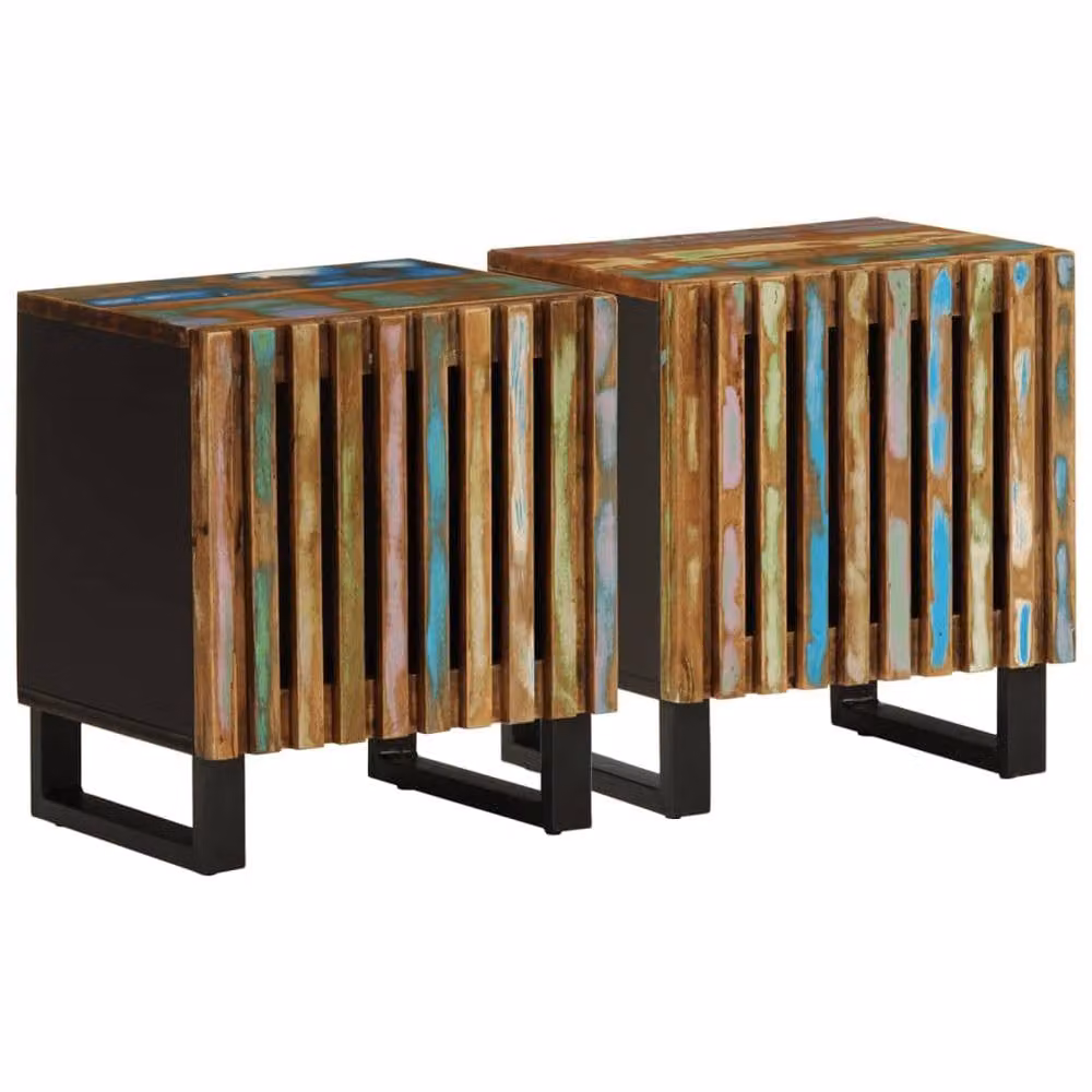Berkfield Home Set of 2 Reclaimed Solid Wood Bedside Cabinets in Brown, W: 40 cm, D: 34 cm, H: 46 cm – 2