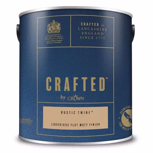 Crown Crafted Matt Emulsion Paint in Rustic Twine, Yellow/Beige, 2.5L – 3