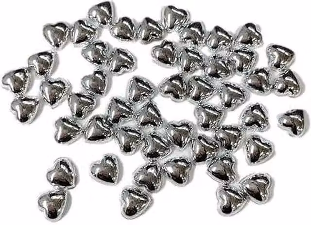 Syntego Pack of 50 Silver Pearl Heart Flat Back Bead Embellishments in Silver