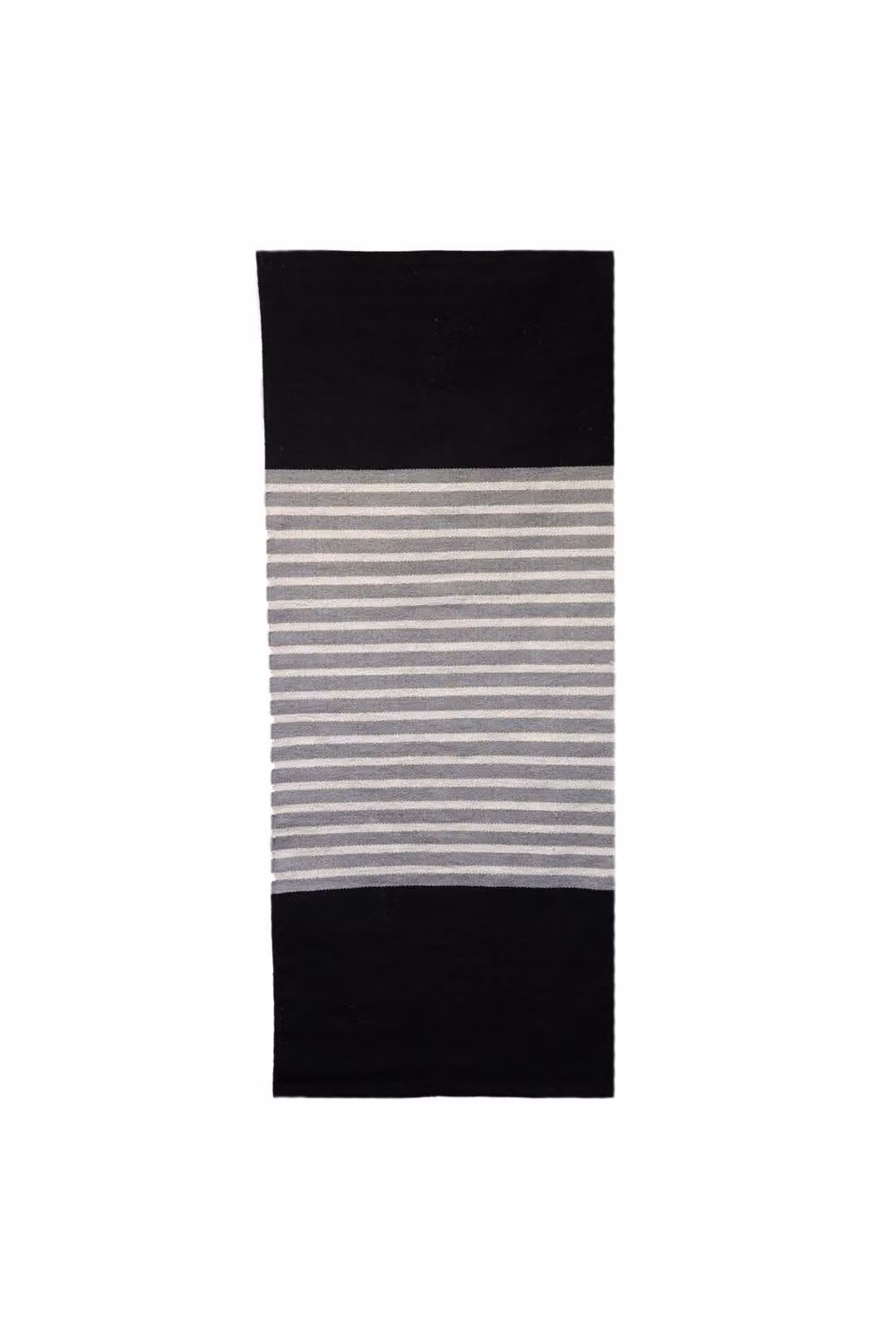KDMD Handcrafted Indian Cotton Striped Rug in Black and Grey, W/D/H: 70 x 170 cm – 3