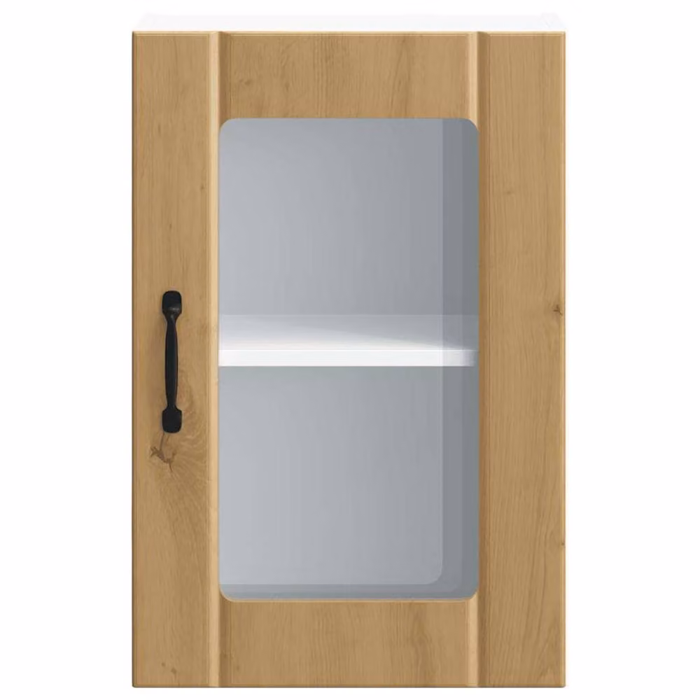 Berkfield Home Lucca Artisan Oak Kitchen Wall Cabinet with Glass Doors in Brown, W/D/H: 60 x 31 x 40 cm – 2