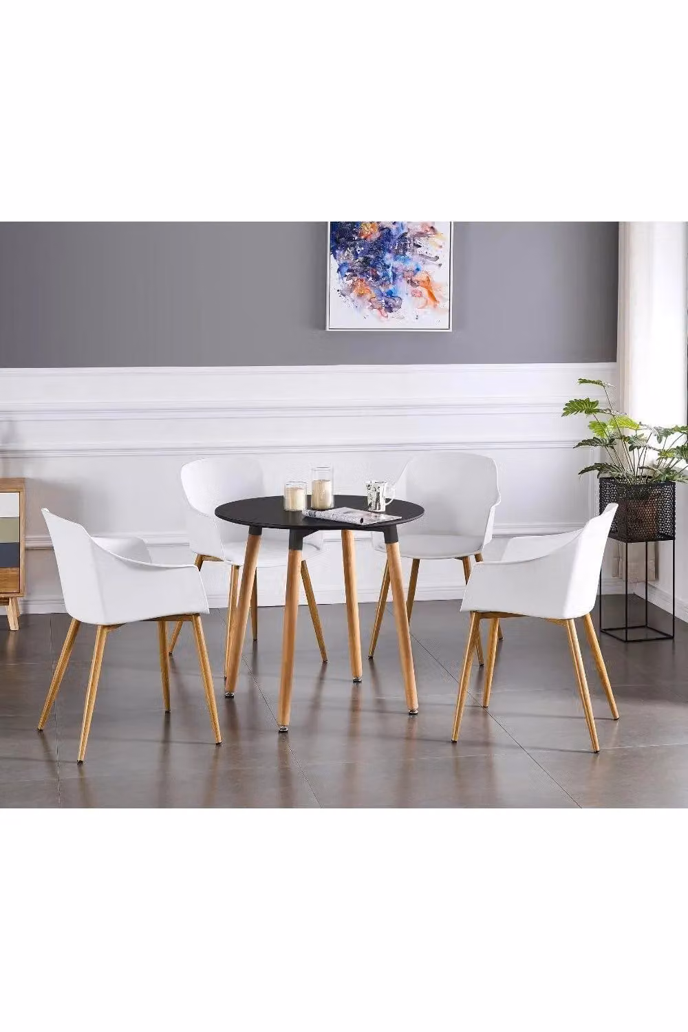 Life Interiors Round Wooden Dining Table in Black, Diameter: 80 cm – 3