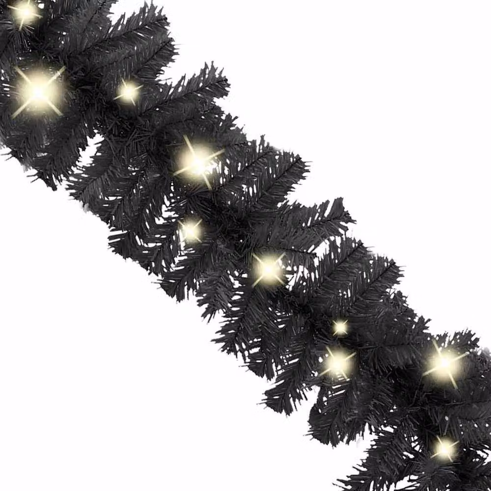Berkfield Home Cosy Christmas Garland with Warm White LED Lights, Black, 10 m – 4