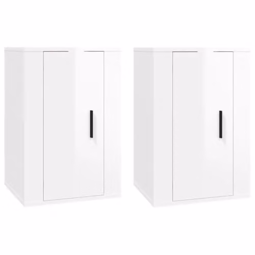 vidaXL 2 Piece Wall-mounted TV Cabinet Set in High Gloss White, W/D/H: 40 x 34.5 x 60 cm – 1