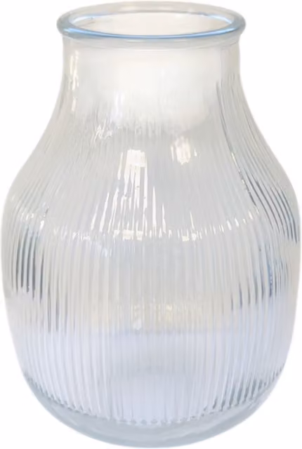 Kingsbury Gifts Modern Round Striped Glass Flower Vase in Transparent