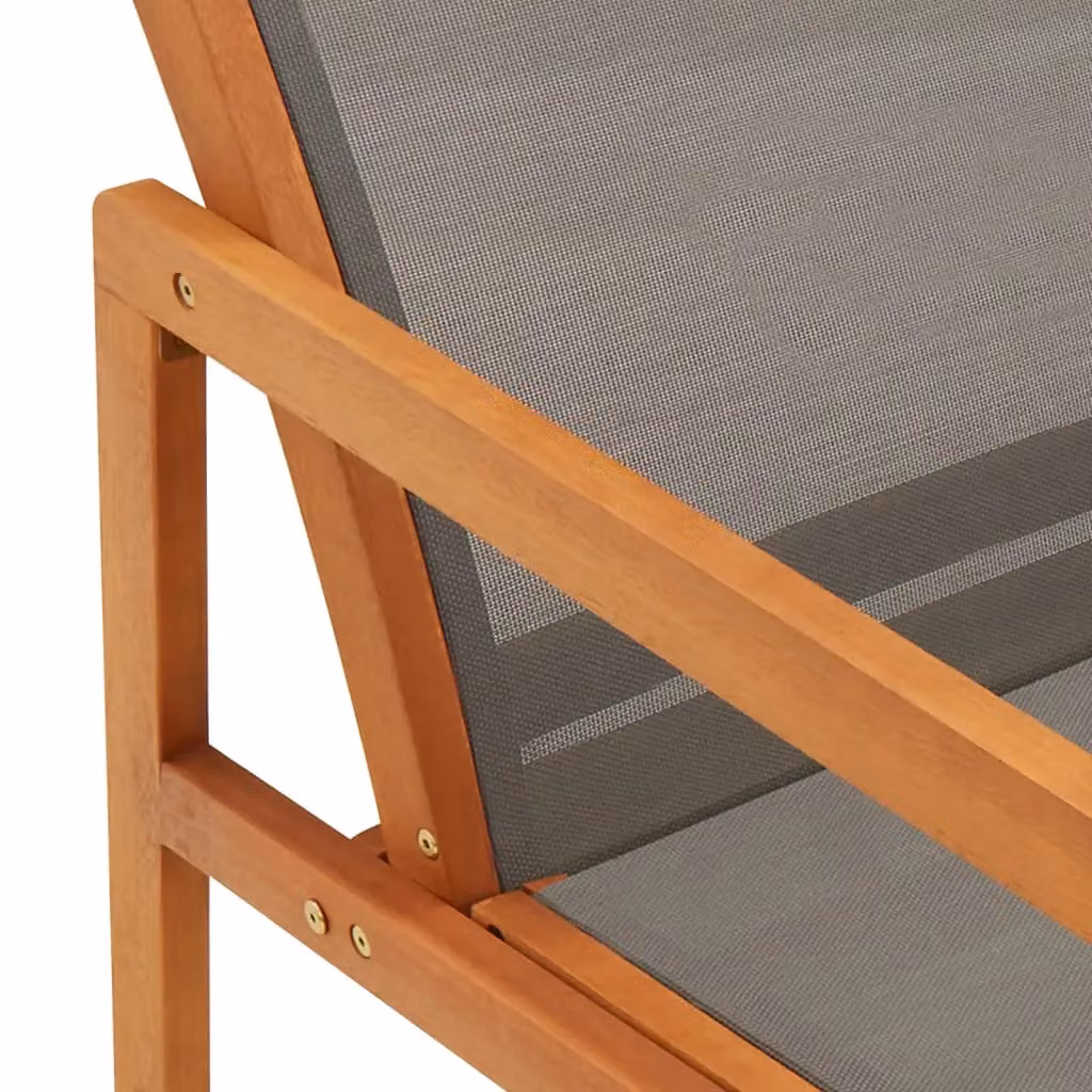 Berkfield Home Garden Lounge Chair in Grey Solid Eucalyptus Wood and Textilene – 2