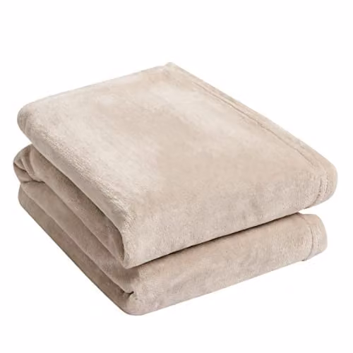 OHS Fluffy Fleece Throw Blanket in Brown/Beige, W/D/H: 200 x 240 cm – 1