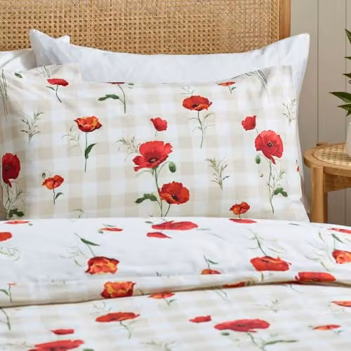 Catherine Lansfield Poppy Floral Reversible Duvet Cover and Pillowcase Set, Red, W/D/H: 180 x 200 cm – 2