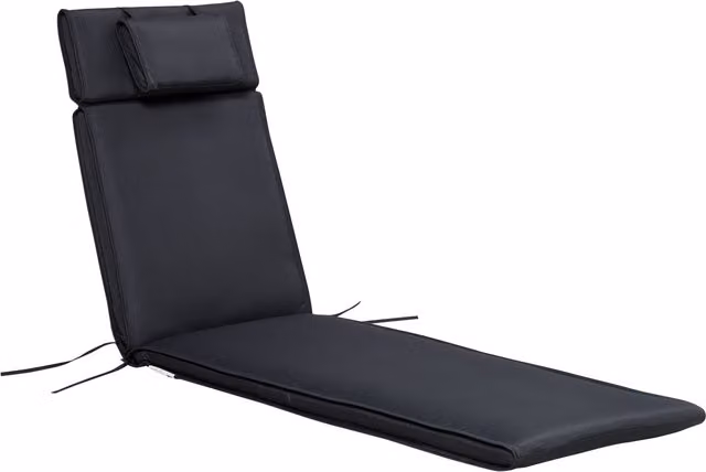 Outsunny Replacement Thick Sun Lounger Cushion with Pillow, Black – 1