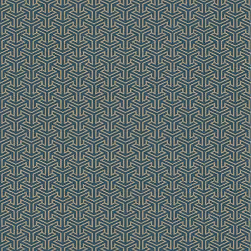 Rasch Majorelle Geometric Abstract Art Deco Non Woven Wallpaper in Gold and Petrol