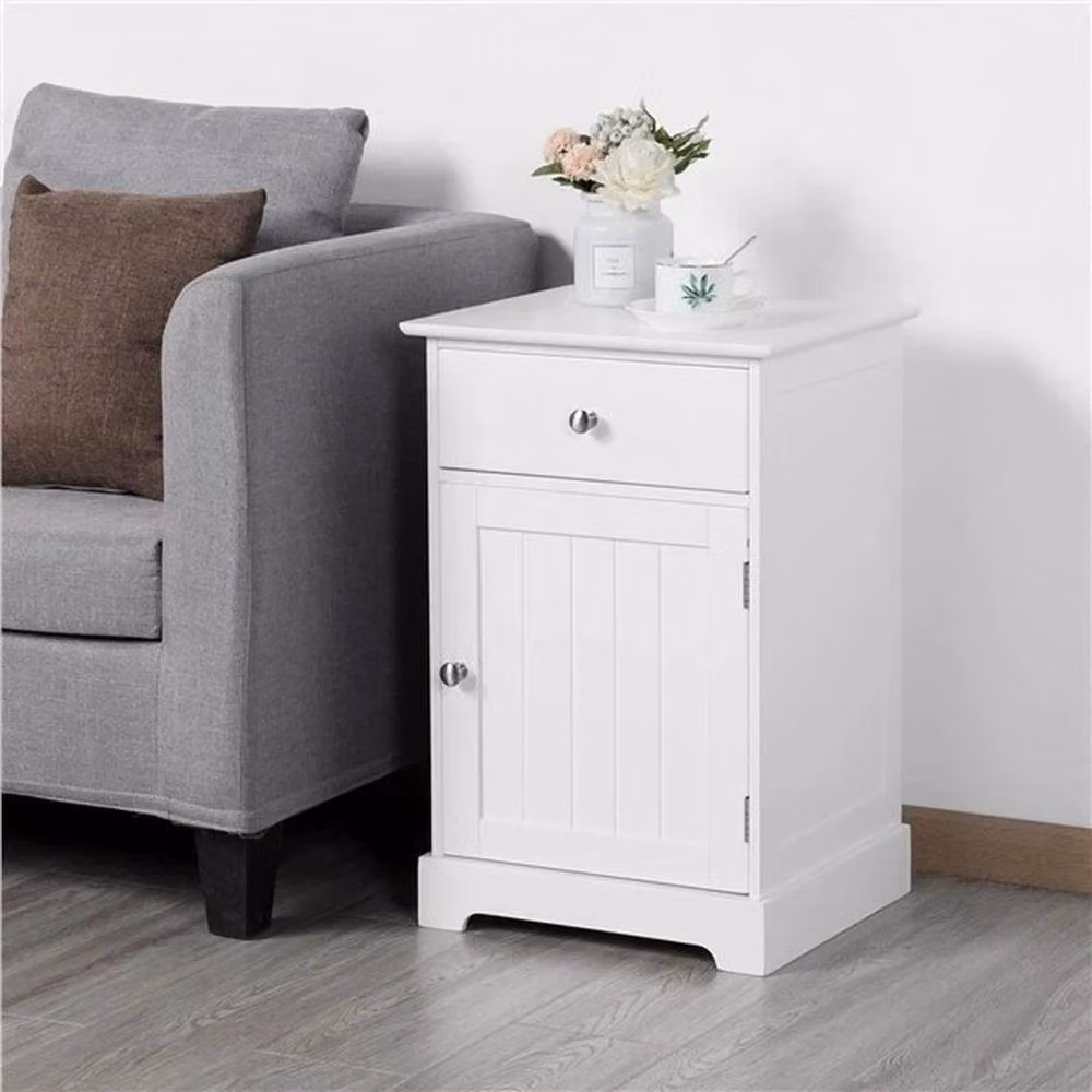 KORVIXA White Bedside Table with Glass Detail, W/D/H: 40 x 35 x 40 cm – 2