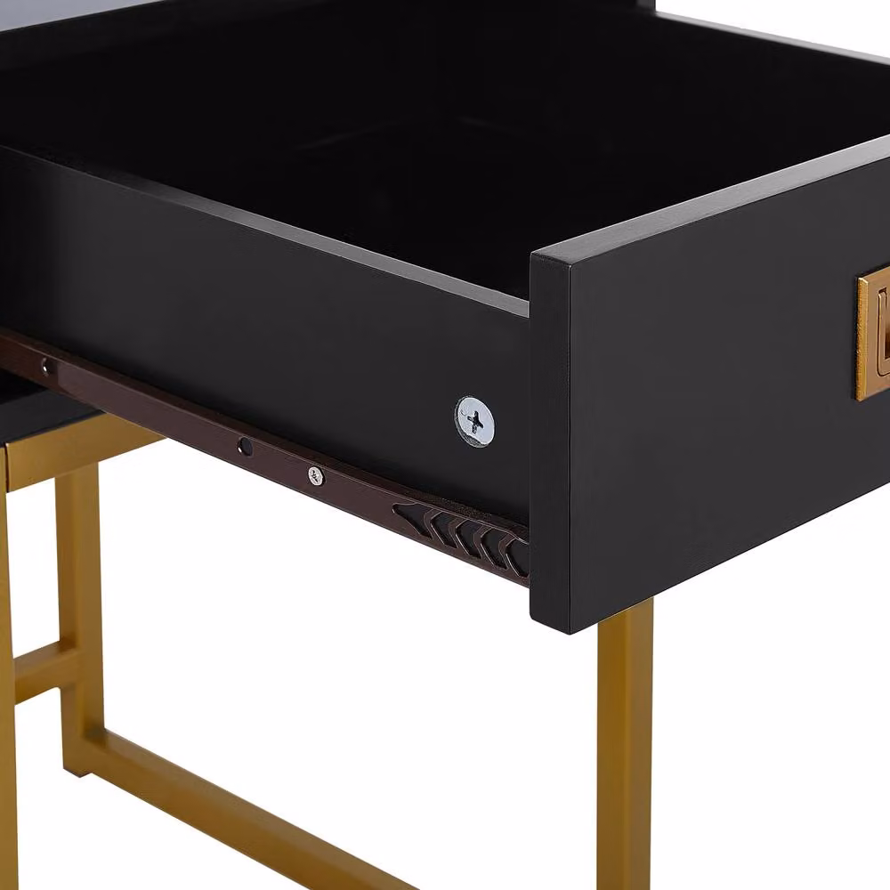 Wyld and Coco Black and Gold Side Table with Drawer, W/D/H: 40 x 40 x 57 cm – 4
