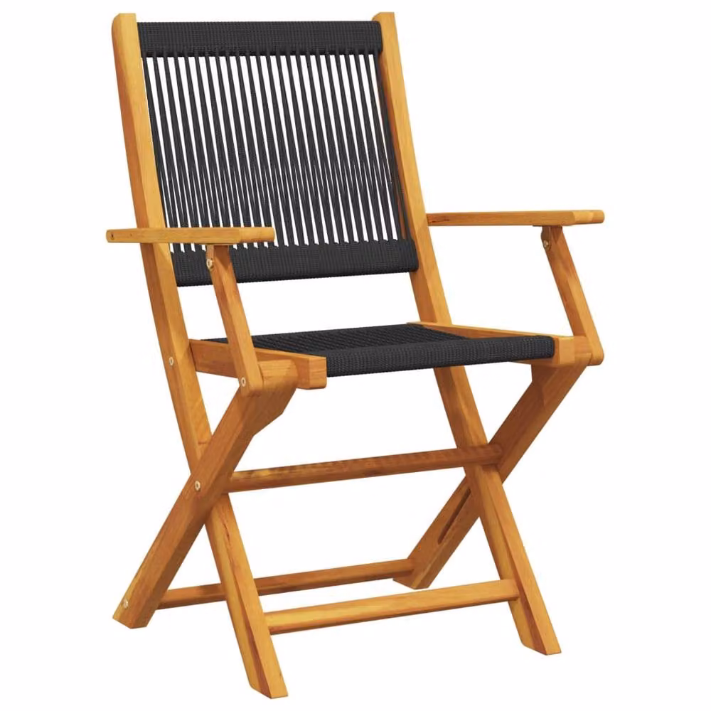 Berkfield Home Set of 4 Black Acacia Wood Folding Garden Chairs – 3