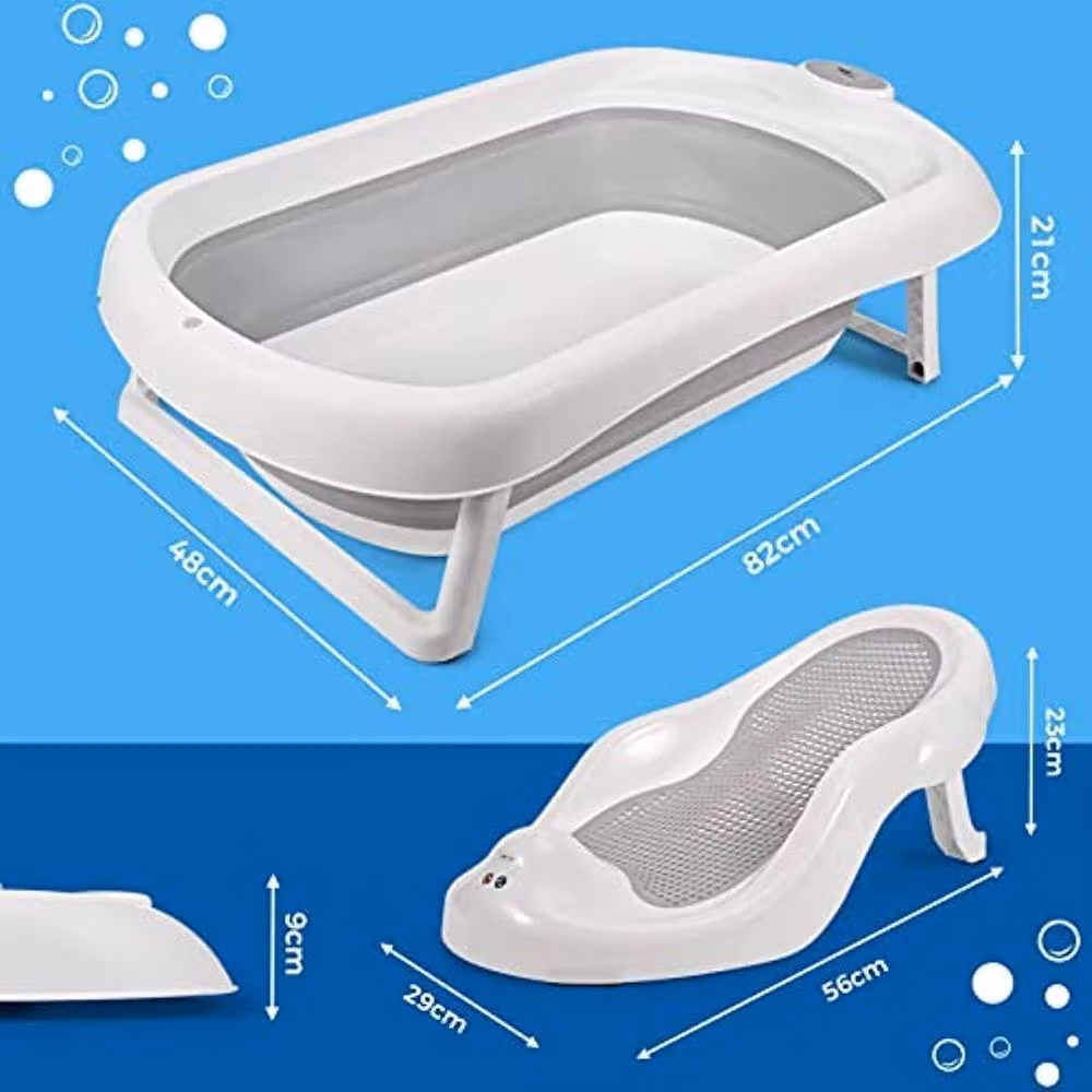Fimous Foldable Non-Slip Baby Bath Tub for Toddlers in White – 2