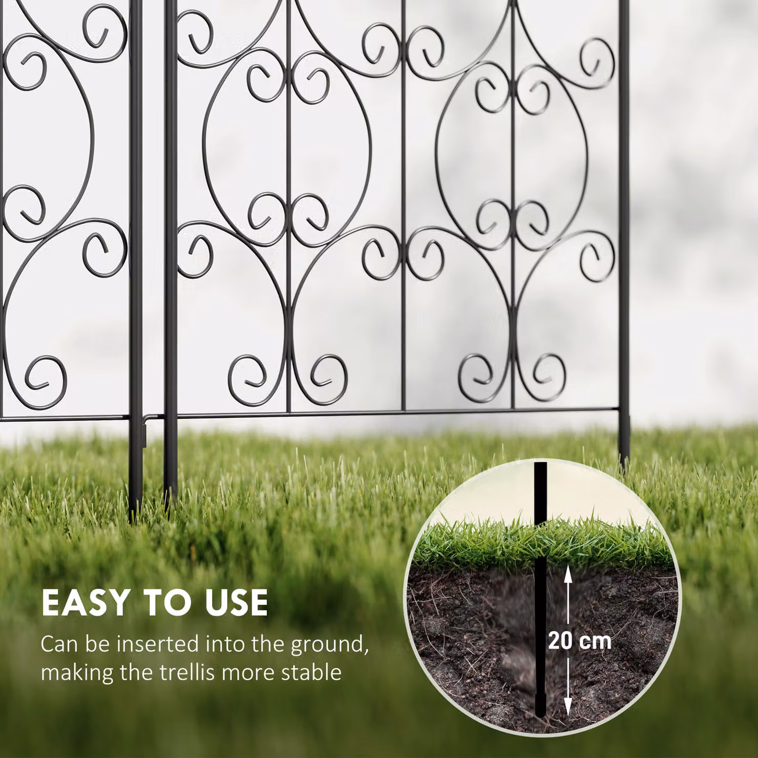 Outsunny Set of 2 Black Powder-Coated Metal Garden Trellis Panels for Climbing Plants, H 150 x W 50 cm – 3