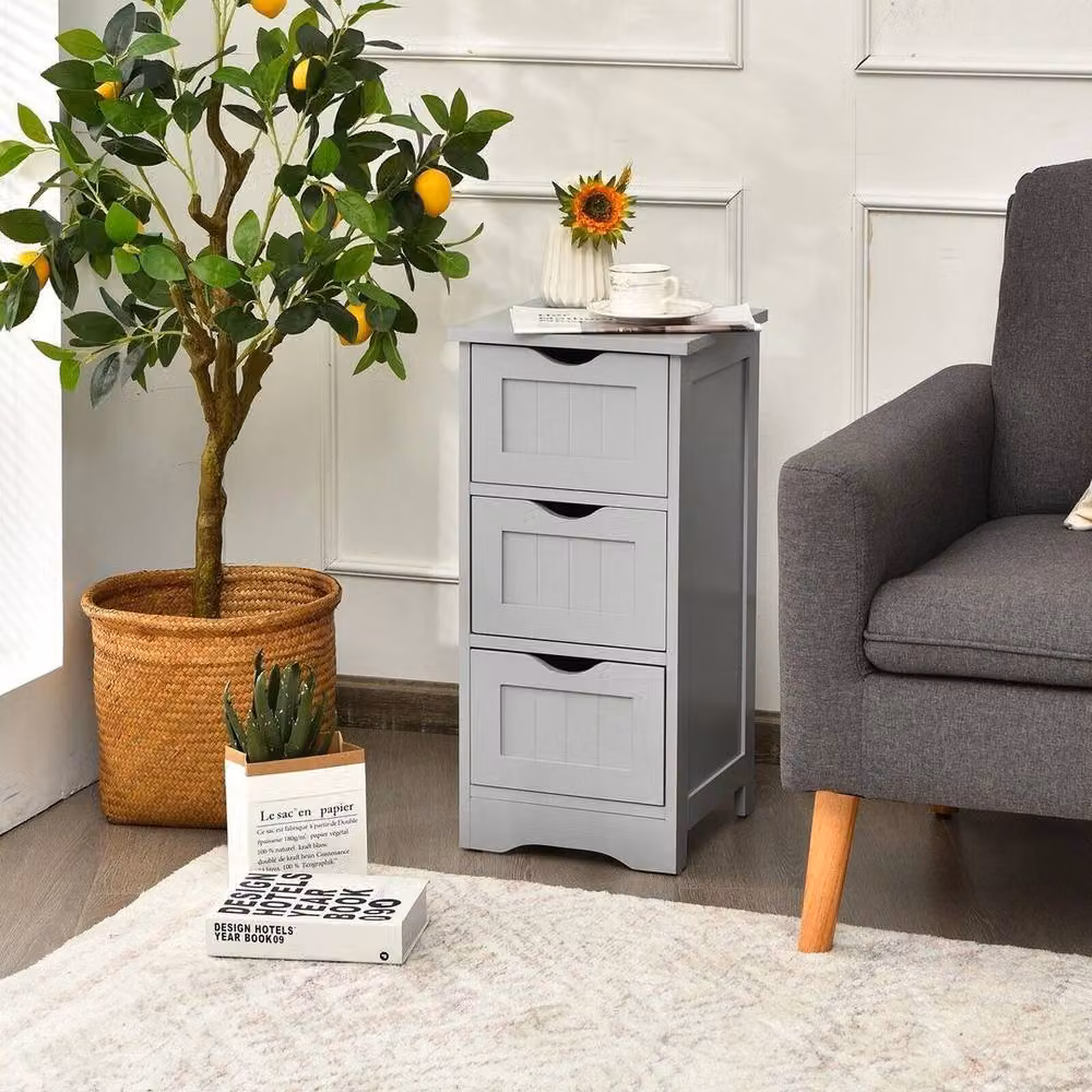 Kelvenix Modern Grey Wood Bathroom Floor Cabinet – 2