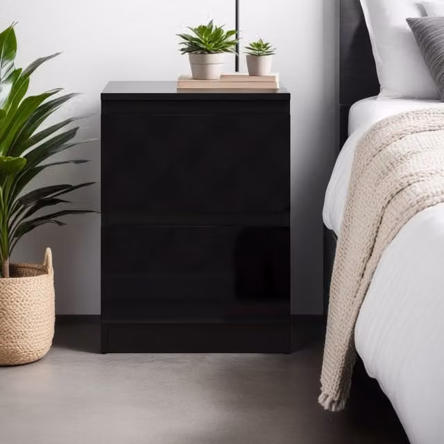 FWStyle Modern Glossy Black Chest of Drawers