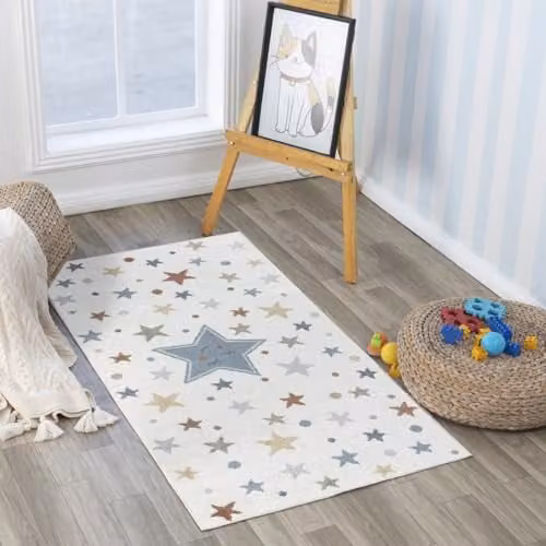 Livabliss Stars Washable Kids Rug, Multicolour, W: 80 cm, L: 150 cm – 1