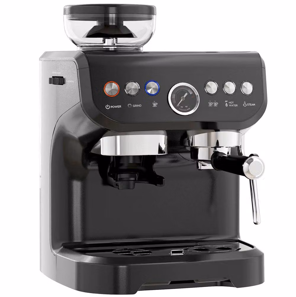STILVORA 3-in-1 Coffee Machine with Grinder, Milk Frother and Hot Water Function in Black – 4