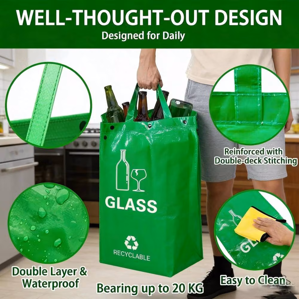 FLAVORA 3 Pack Foldable Waterproof Recycling Bags in Multicolour – 3