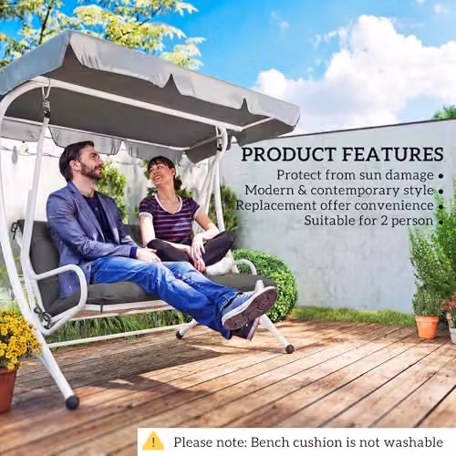 Outsunny Black Rectangular Garden Bench Cushion with Ties and Water Repellent Fabric, W: 110 cm – 3