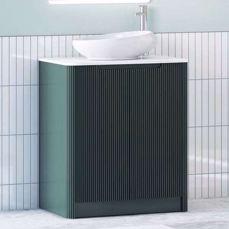 Royal Bathrooms Avenza 2 Door Floor Standing Bathroom Vanity Unit with Nova Basin in Moss Green and White
