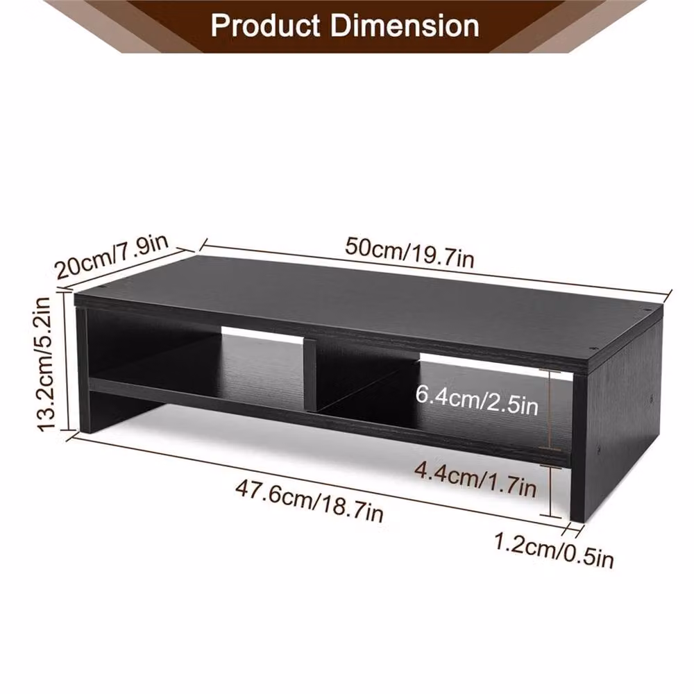 VOGREX Black Matt MDF Monitor Stand and Laptop Display Riser Shelf – 2