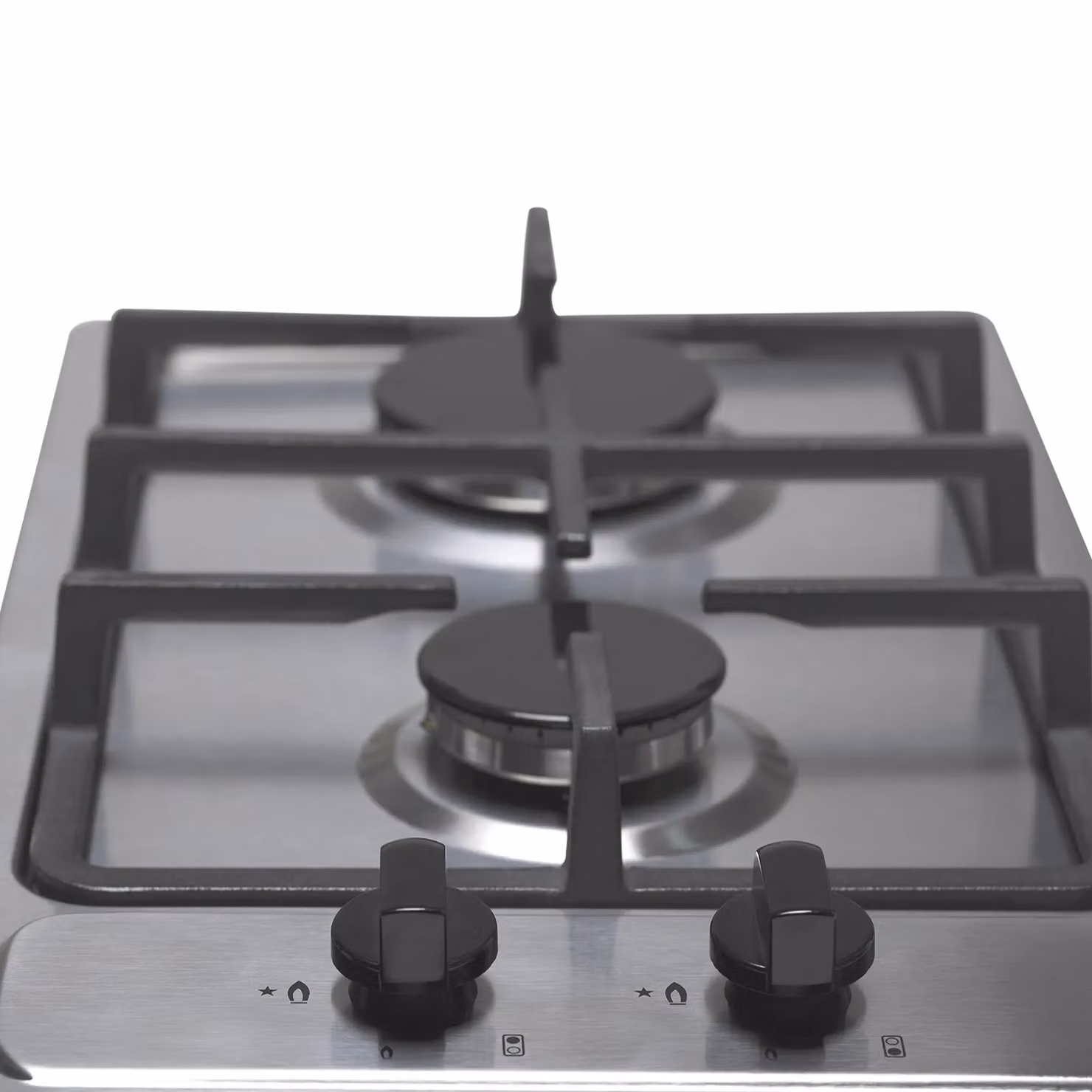 SIA Domino Gas Hob in Silver Stainless Steel with Cast Iron Stands – 3