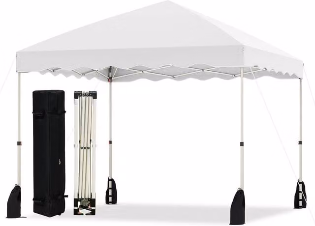 Gymax Portable Folding Pop Up Canopy Tent Patio Shelter, White – 1