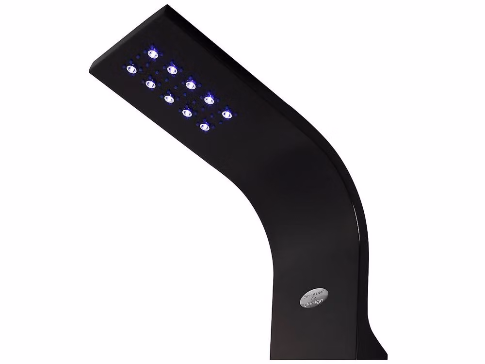 SHOWER&DESIGN Thermostatic LED Hydro-Massage Shower Column in Matt Black, W/D/H: 20 x 20 x 165 cm – 3