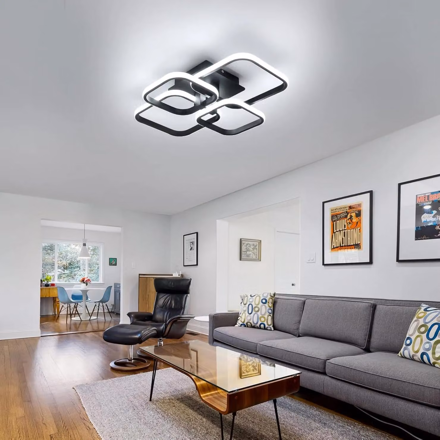 COMELY 60W LED Ceiling Light with 4 Black Squares, 6500K Cool White – 2