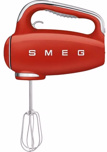 Smeg HMF01RDUK Hand Mixer with Turbo and Pulse Functions, Digital Display, 250W, Red