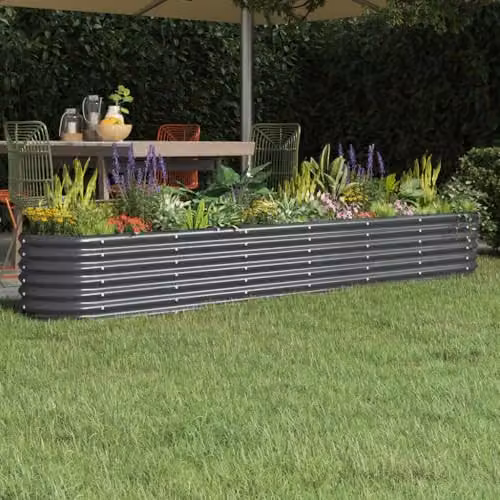 vidaXL Galvanised Steel Garden Raised Bed in Anthracite, W/D/H: 260 x 40 x 36 cm – 2